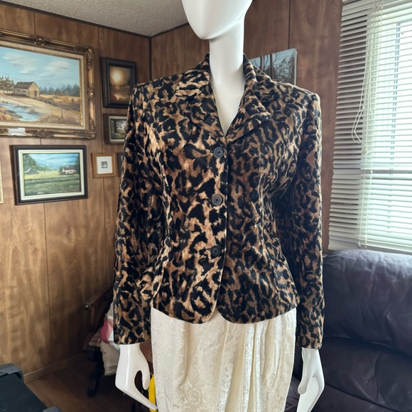 Stunning Vintage Leopard Print Furry Feel Blazer - Picture 2 of 9